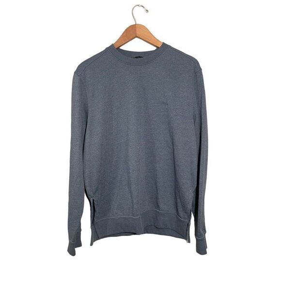 Prana Women's Standard Fit Sweatshirt Small Side Slits Pullover Fleece Logo Blue - Picture 1 of 7